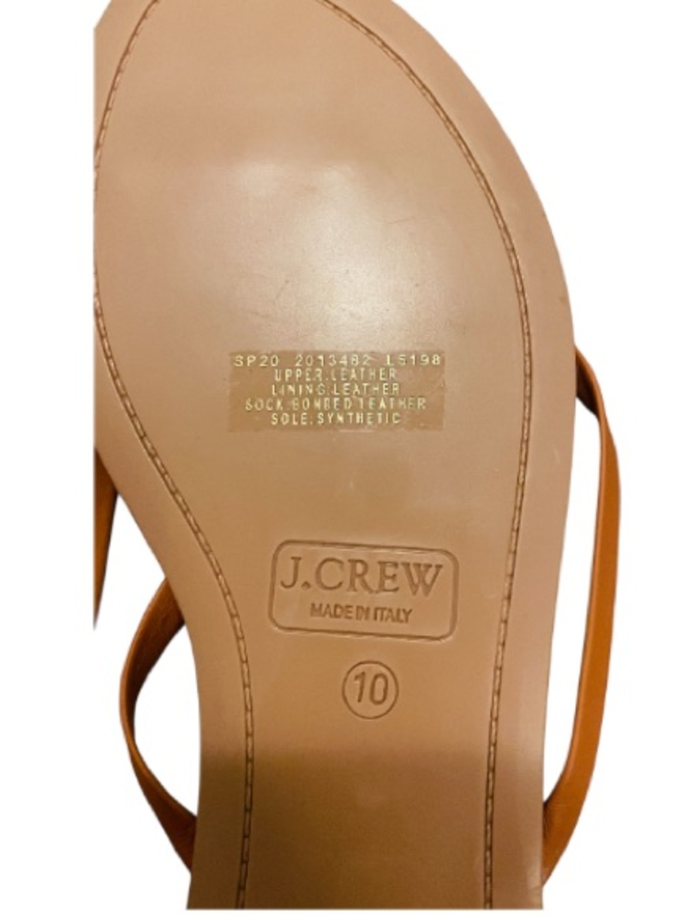 J. Crew Cognac Leather Thin-Strap Slide Sandals - Picture 4 of 6